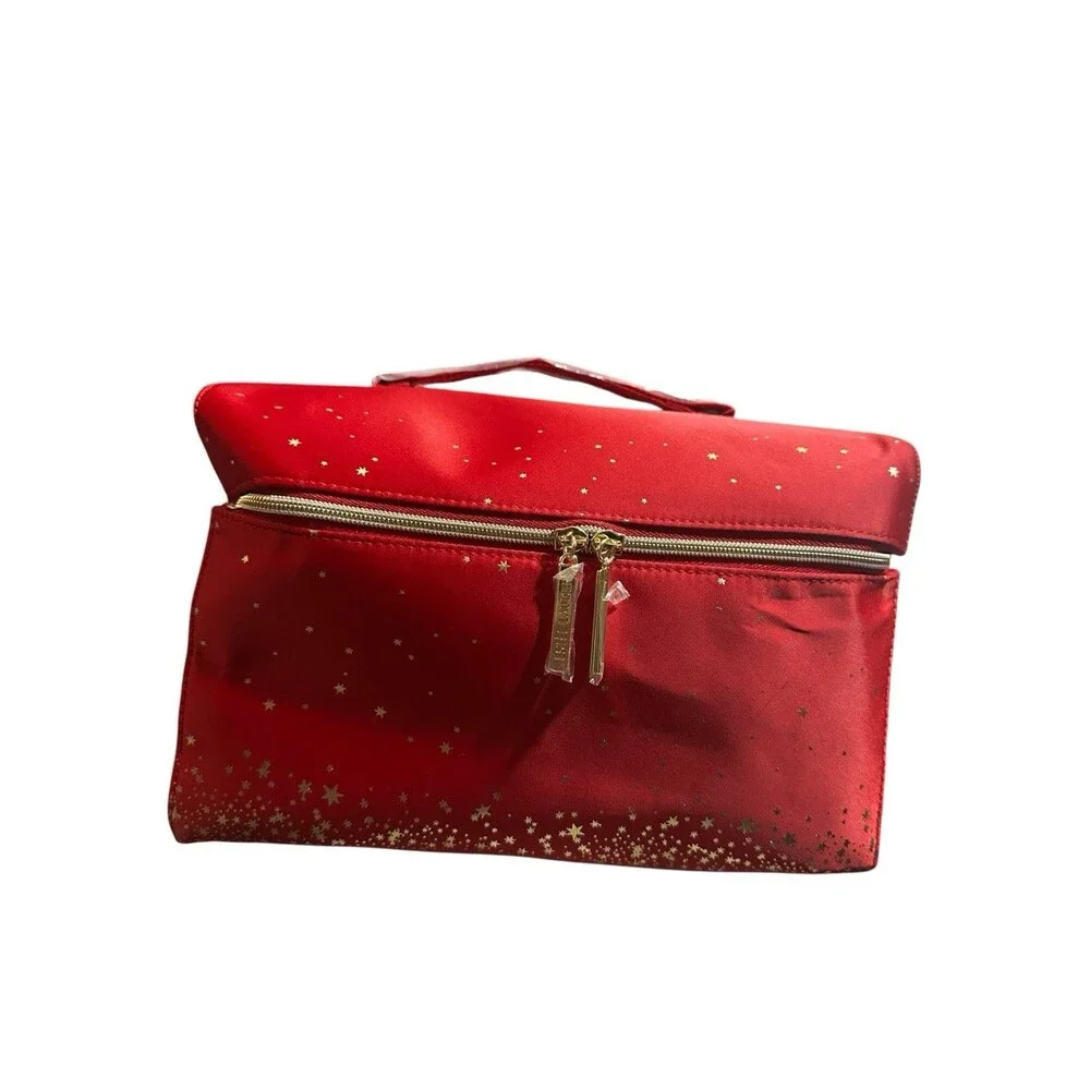 Estée Lauder Red Makeup Bag Cosmetic Case w/ Handle, Zipper Closure NWOT